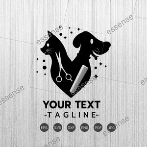 Pet Grooming Shop Trimmer Trimmer Dier Barber Kam Salon Hond Kat Kapsel Kapsel Puppy Canine Wash Logo svg Bestanden voor Cricut Silhouette