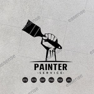Painter svg,Hand Holding Holding Paint Brush Painting Service Handyman Wall House,Painter svg File,Painter service svg cut file for Cricut