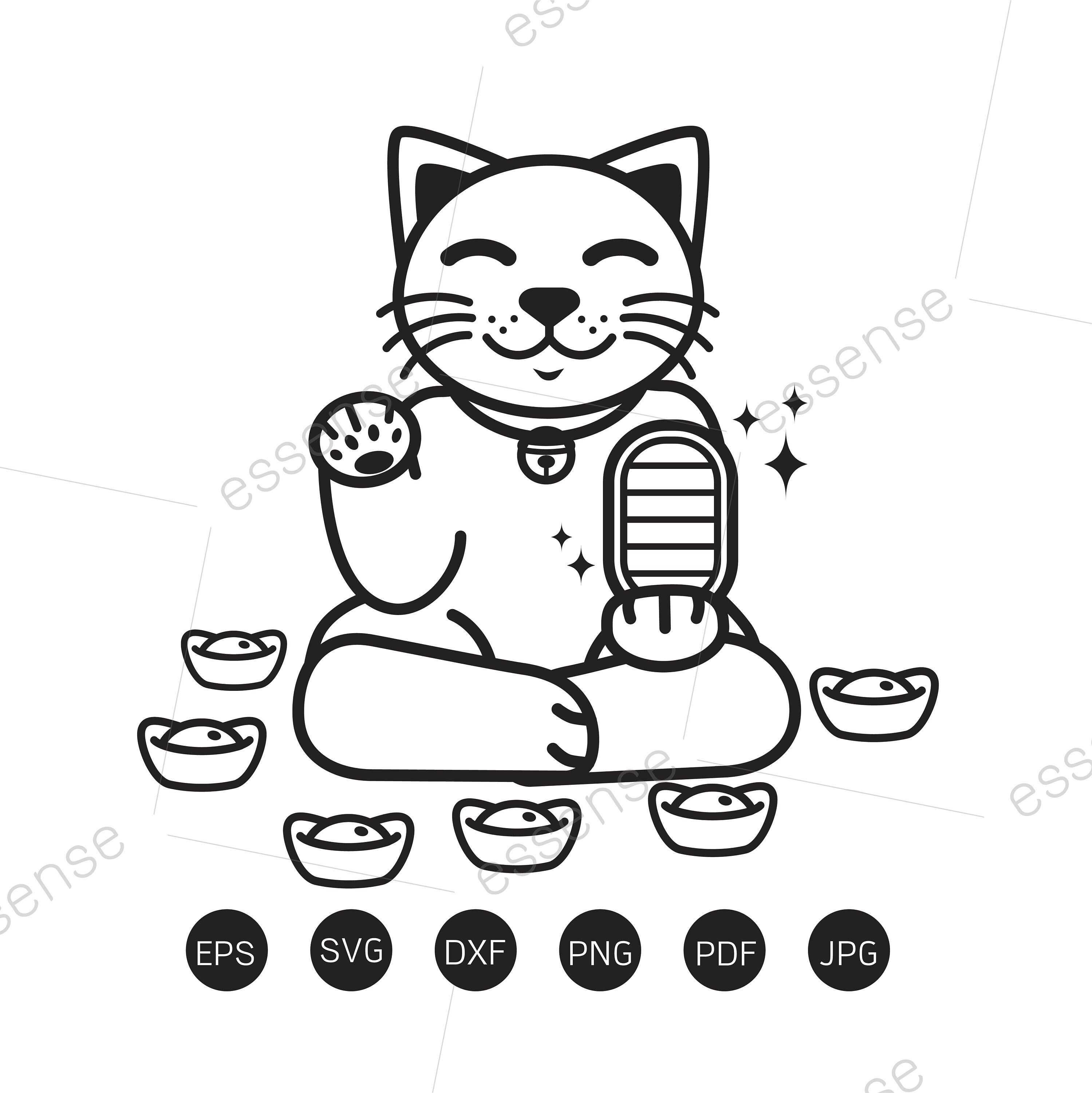 Lucky svg, Maneki Neko SVG, Japan, Cat svg, Cartoon svg, Vinyl decal, Cutting Files, clipart digital, svg, eps, png, dxf, anime svg