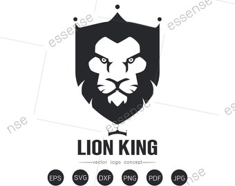Lejonhuvud emblem svg, djur svg, lejon SVG, graciös lejonkung SVG, lejon svg-fil för Cricut och Silhouette, svg, dxf, png, eps, pdf, jpg