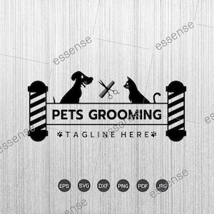 Pet Grooming Shop Groomer Groomer Animal Barber Comb Salon Dog Cat Hair Cut Hairstyle Puppy Canine Wash Logo svg Files for Cricut Silhouette