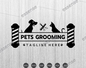 Pet Grooming Shop Groomer Groomer Animal Barber Comb Salon Dog Cat Hair Cut Hairstyle Puppy Canine Wash Logo svg Files for Cricut Silhouette