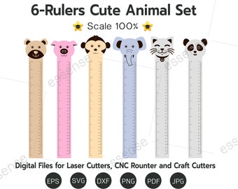 Cartoon Animal of Rulers Inch and metric rulers. Scale for a ruler in inches and centimeters. Digital Cut File | SVG File | Laser Cutting