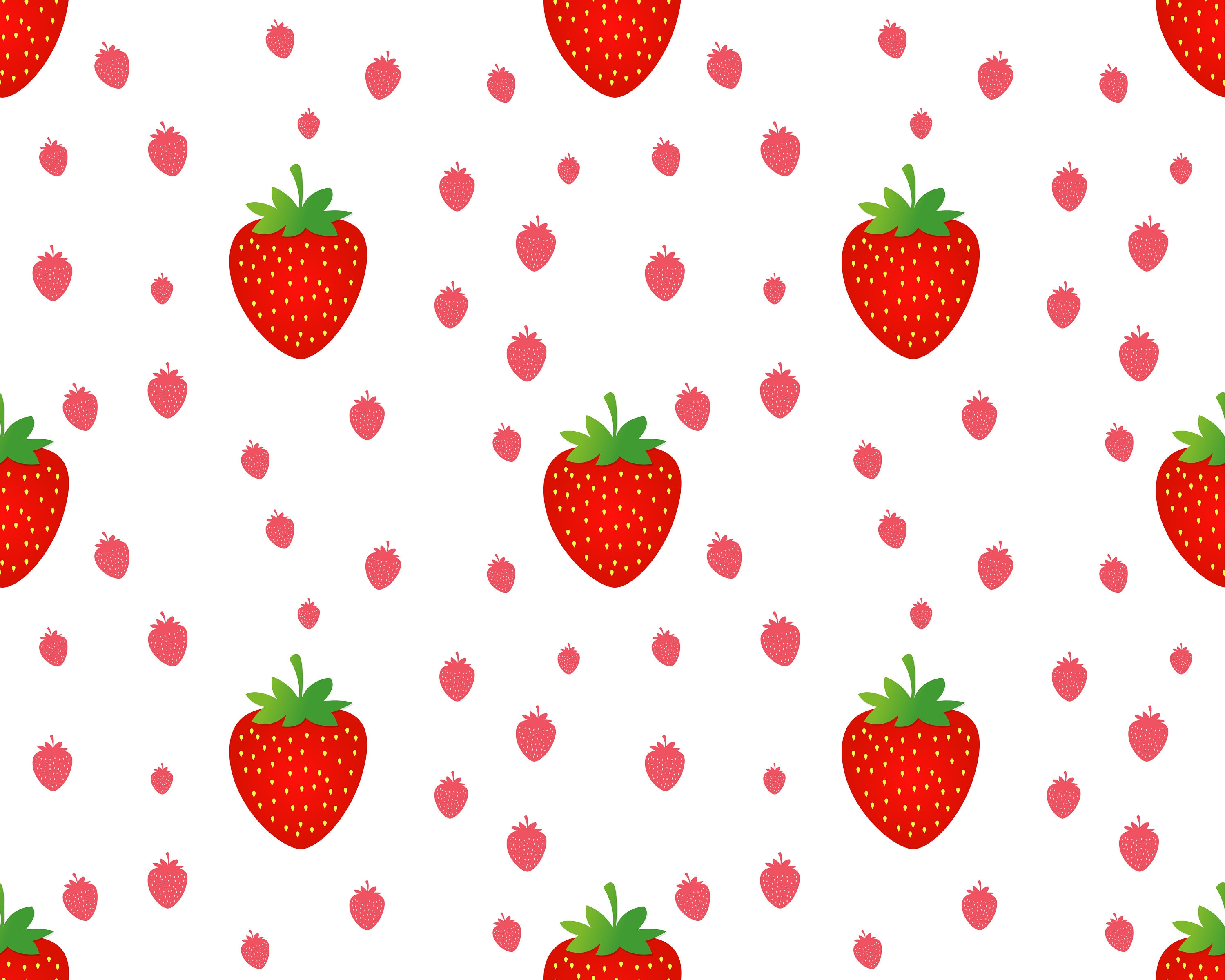 Seamless Strawberry Pattern on White Background Vector Etsy