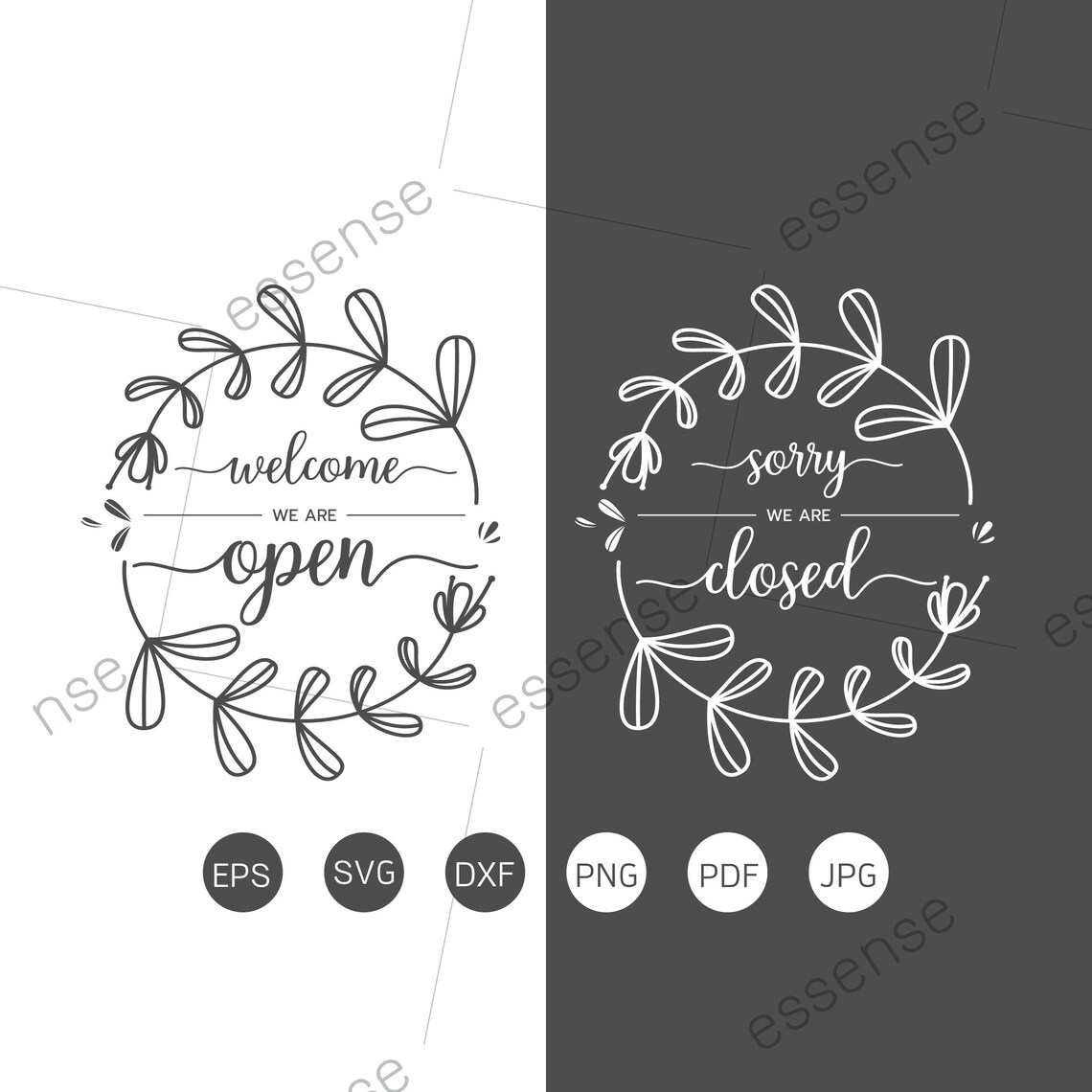 Floral Frame Open Closed Shop Sign SVG Cut Files Come in | Etsy