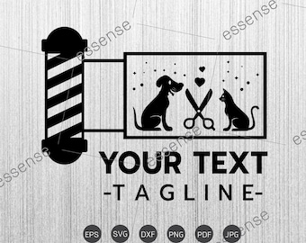 Djurtrimningsbutik, groomer, groomer, djurfrisör, kam, salong, hund, katt, hår, klippning, frisyr, valp, hund, tvätt, logotyp, svg-filer för Cricut, silhuett