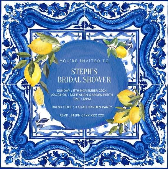 Italian Lemon Theme Bridal Shower, Wedding, Birthday Invitation - Etsy
