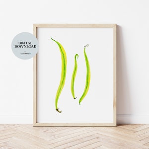 Yellow Beans, Watercolour Beans, Bean Art,  Watercolour Painting, Vegetable Art, Plant Watercolour, Kitchen Decor