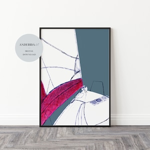 Sail Art, Sailing Poster, Yacht print, Under Sail, Nautical Poster, Digital Download, Nautical Wall Decor, Minimalist Art