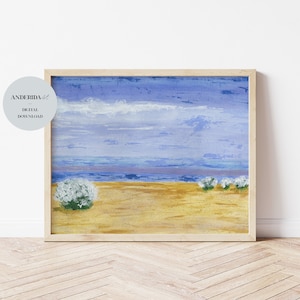 Coastal Wall Art, Beach Art Print, Nautical Decor, Printable Poster, Calm Beach Scene,Purple Wall Art, Greatstone, Dreamy Beach Decor
