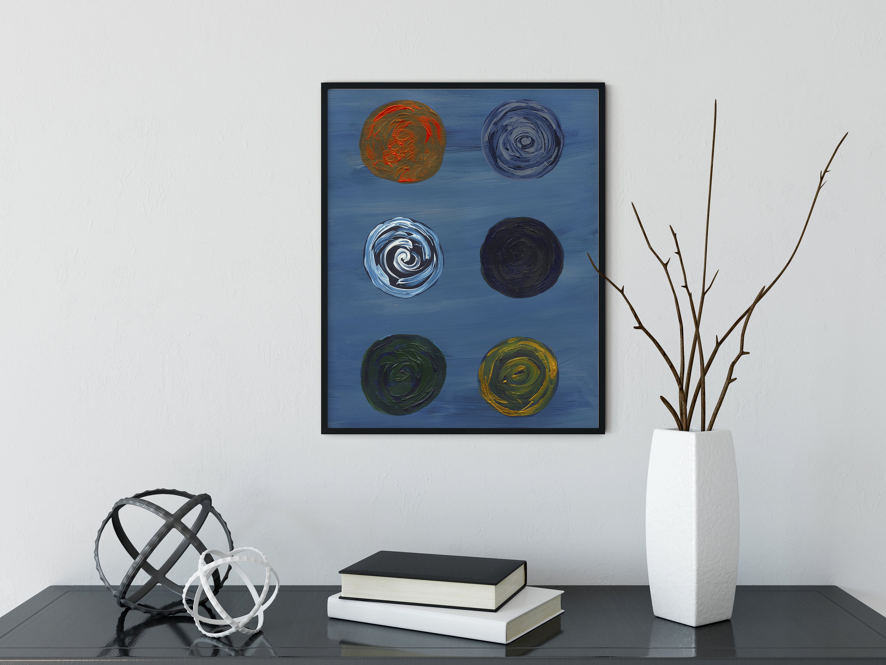 etsy navy blue abstract wall art