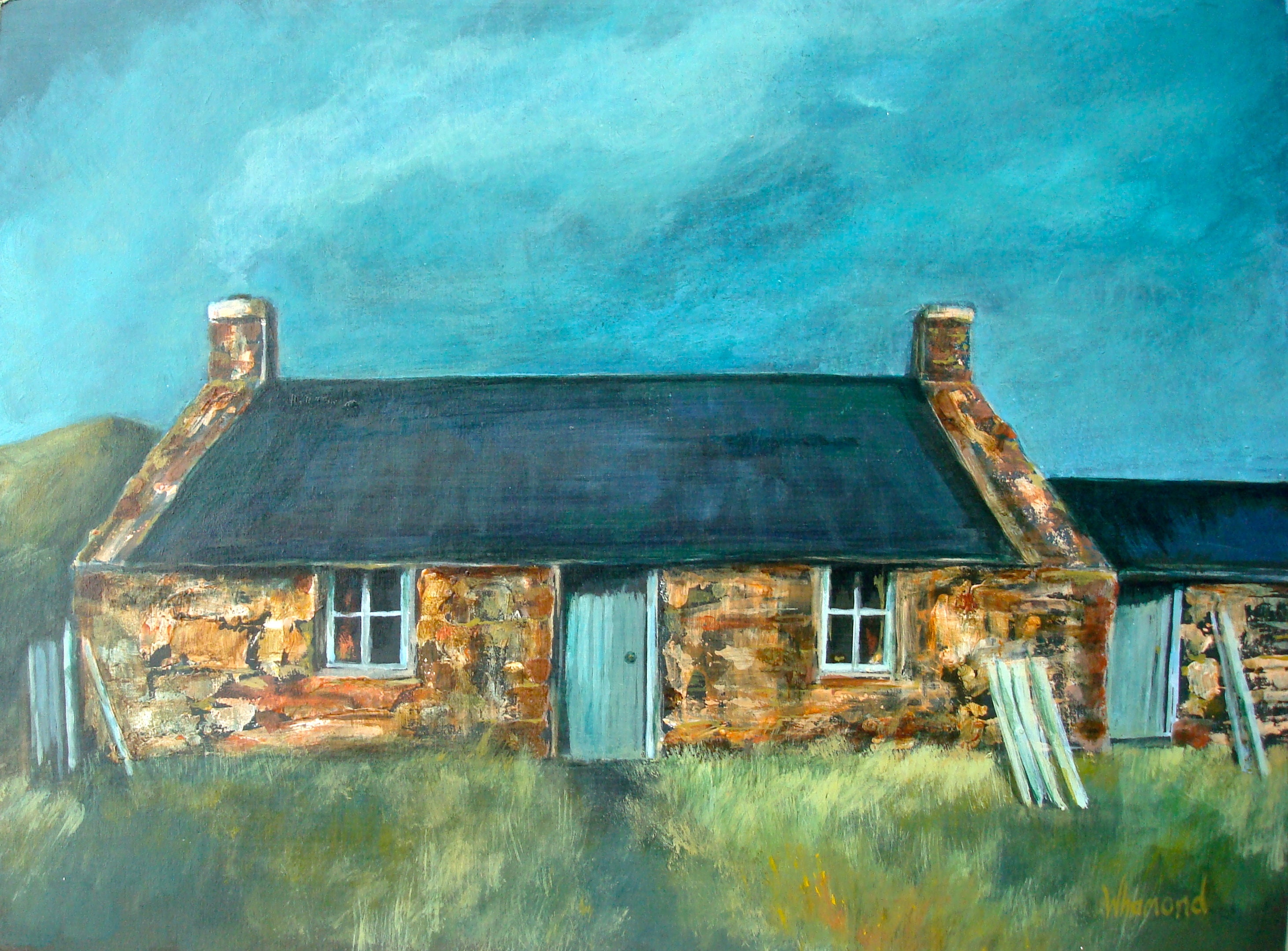 Original Acrylic painting Evening at the Cottage Etsy