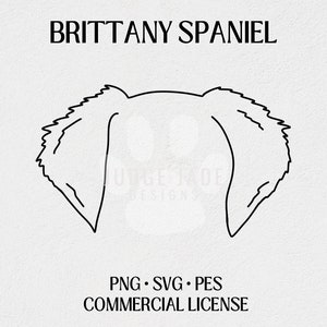 Brittany Spaniel Dog Ear Outline SVG, PNG, PES Download digitale per Cricut e Silhouette, Macchine da ricamo Brother, Licenza commerciale