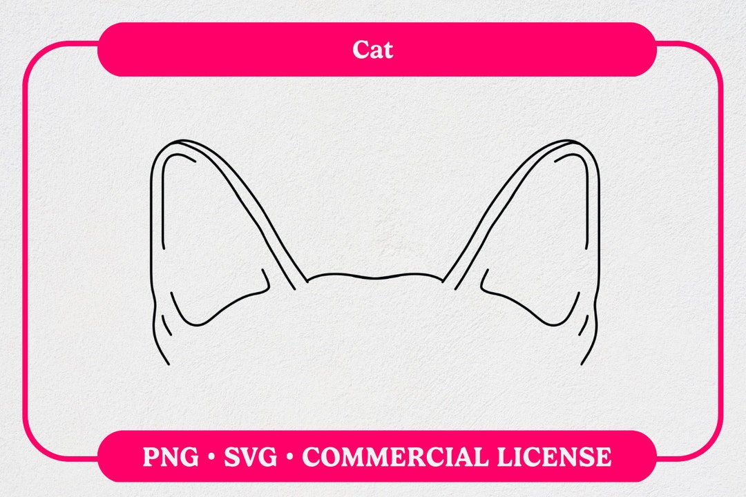 Standard Cat Ears Outline SVG, PNG Digital Download for Cricut and
