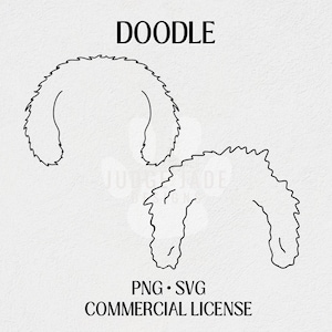 Set of Two Doodle Dog Ear Outline SVG, PNG Digital Download For Cricut and Silhouette | Commercial License