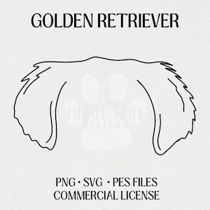Contorno de orelha de cachorro Golden Retriever SVG, PNG, download digital PES para Cricut e Silhouette, máquinas de bordar Brother, licença comercial