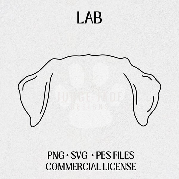 Lab Dog Ear Outline SVG, PNG, PES Digital Download For Cricut and Silhouette, Brother Embroidery Machines, Commercial License