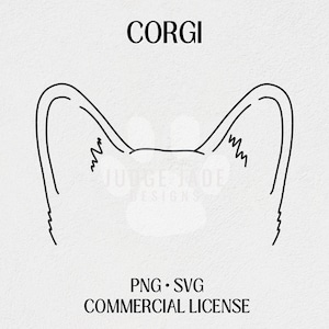 Corgis Hund Ohr Umriss SVG, PNG digitaler Download für Cricut und Silhouette | Kommerzielle Lizenz
