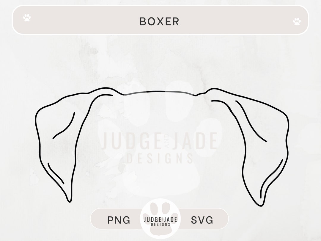Boxer Dog Ear Outline SVG PNG Digital Download for Cricut and Etsy