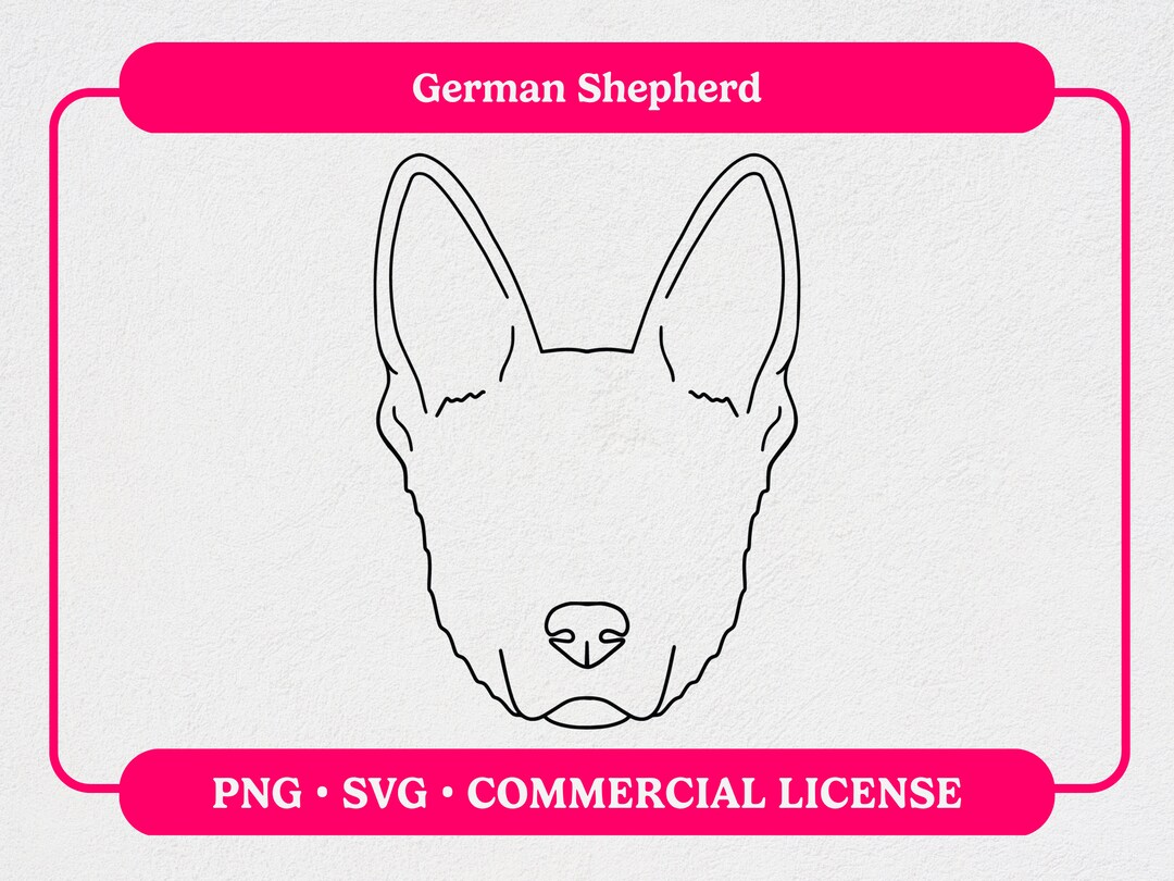 German Shepherd Dog Face Outline Drawing SVG PNG Digital - Etsy