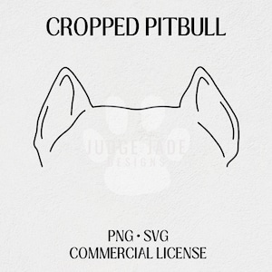 Cropped Pitbull Dog Ear Outline SVG, PNG Digital Download For Cricut and Silhouette | Commercial License