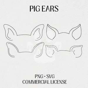 Varken oor overzicht SVG, PNG bundel met neus | Lijntekening | Digitale download | Compatibel met Cricut en silhouet | Commerciële licentie