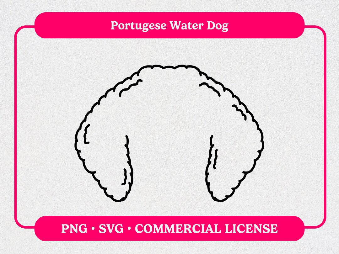 Portuguese Water Dog Ear Outline SVG PNG Digital Download for Etsy