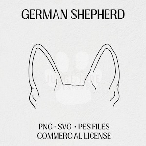 Deutscher Schäferhund Ohr Umriss SVG, PNG, PES digitaler Download für Cricut und Silhouette, Brother-Stickmaschinen, kommerzielle Lizenz