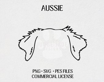 Australian Shepherd Dog Ear Outline SVG, PNG, PES Digital Download For Cricut & Silhouette, Brother Embroidery Machines, Commercial License