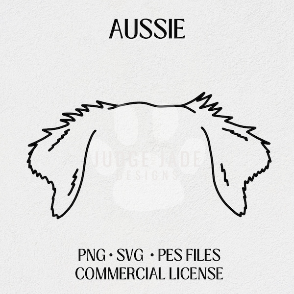 Australian Shepherd Dog Ear Outline SVG, PNG, PES Digital Download For Cricut & Silhouette, Brother Embroidery Machines, Commercial License