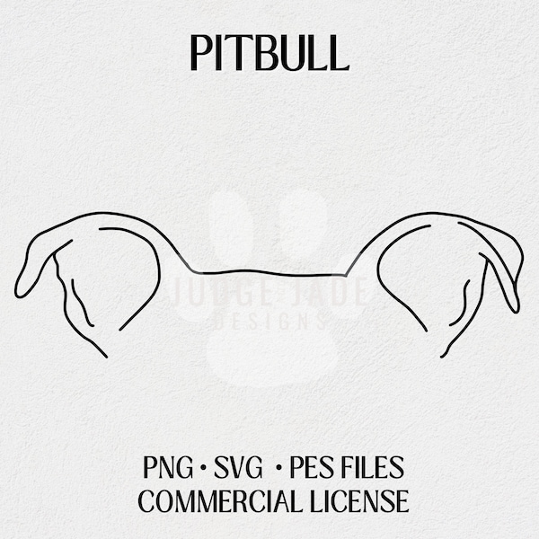 Pitbull Dog Ear Outline SVG, PNG, PES Digital Download For Cricut and Silhouette, Brother Embroidery Machines, Commercial License