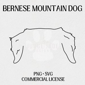 Berner Sennenhund Ohr Umriss SVG, PNG digitaler Download für Cricut und Silhouette | Kommerzielle Lizenz