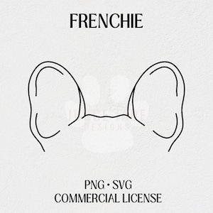 Französische Bulldogge (Frenchie) Hundeohr Umriss SVG, PNG digitaler Download für Cricut und Silhouette | Kommerzielle Lizenz