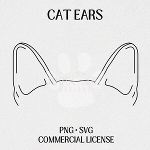 Standard Cat Ears Outline SVG, PNG Téléchargement numérique pour Cricut et Silhouette | Licence commerciale