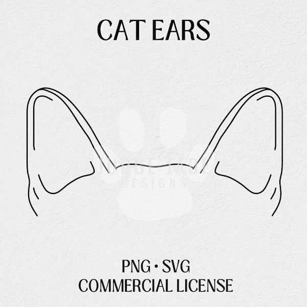 Standard Cat Ears Outline SVG, PNG Digital Download For Cricut and Silhouette | Commercial License