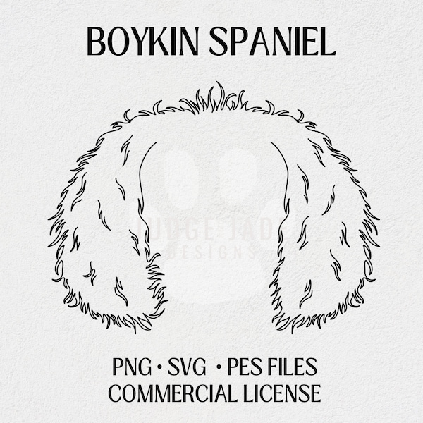 Boykin Spaniel Dog Ear Outline SVG, PNG, PES Digital Download For Cricut and Silhouette, Brother Embroidery Machines, Commercial License