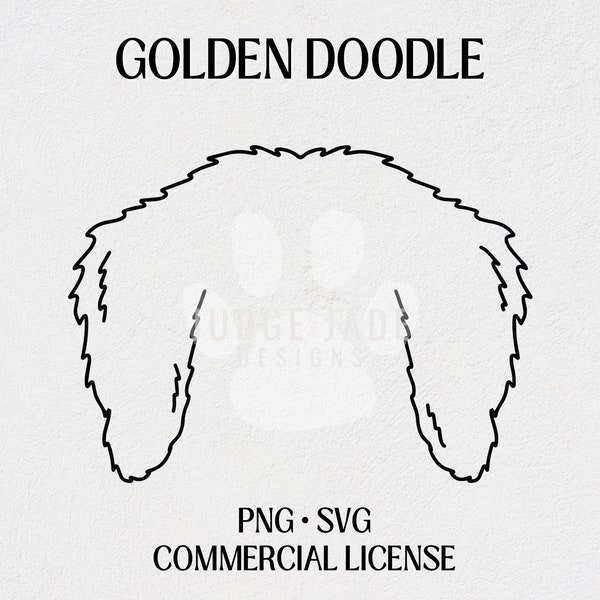 Golden Doodle Dog Ear Outline SVG, PNG Digital Download For Cricut and Silhouette with Commercial License