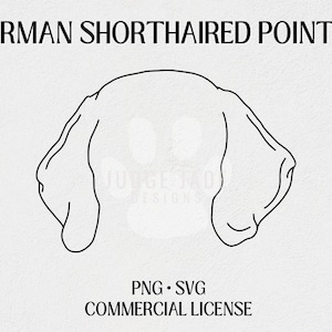 Zarys ucha psa rasy pointer niemiecki krótkowłosy SVG, PNG do pobrania cyfrowego dla Cricut i Silhouette | Licencja komercyjna