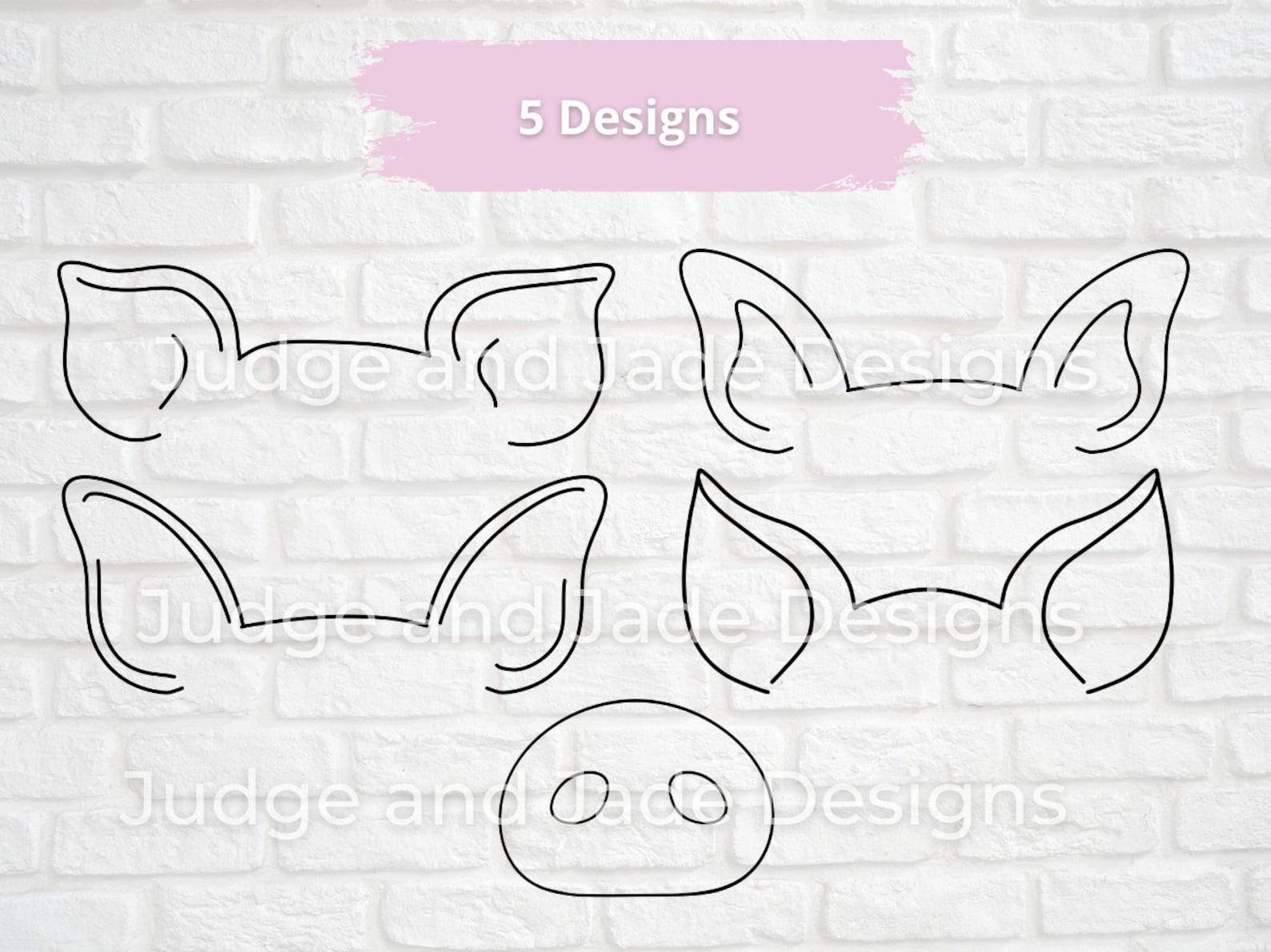 Pig Ear Outline SVG PNG Bundle With Nose Line Drawing Etsy