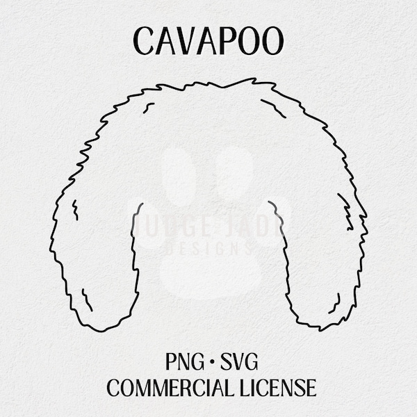 Cavapoo Dog Ear Outline SVG, PNG Digital Download For Cricut and Silhouette | Commercial License