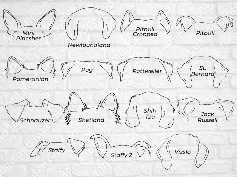 Dog Ear Outline SVG PNG Bundle 45 Breeds Line Drawing Etsy UK