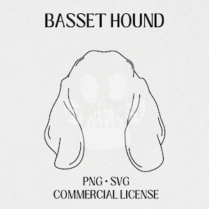 Basset Hound Dog Ear Outline SVG, PNG Digital Download For Cricut and Silhouette with Commercial License