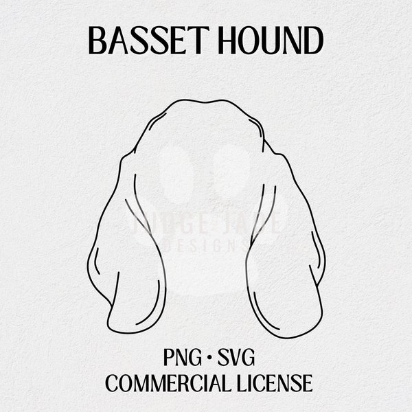 Basset Hound Dog Ear Outline SVG, PNG Digital Download For Cricut and Silhouette with Commercial License