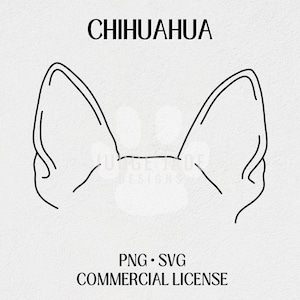 Chihuahua Dog Ear Outline SVG, PNG Digital Download for Cricut and ...