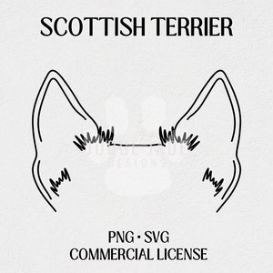 Scottish Terrier Dog Ear Outline SVG, PNG Digital Download For Cricut and Silhouette | Commercial License