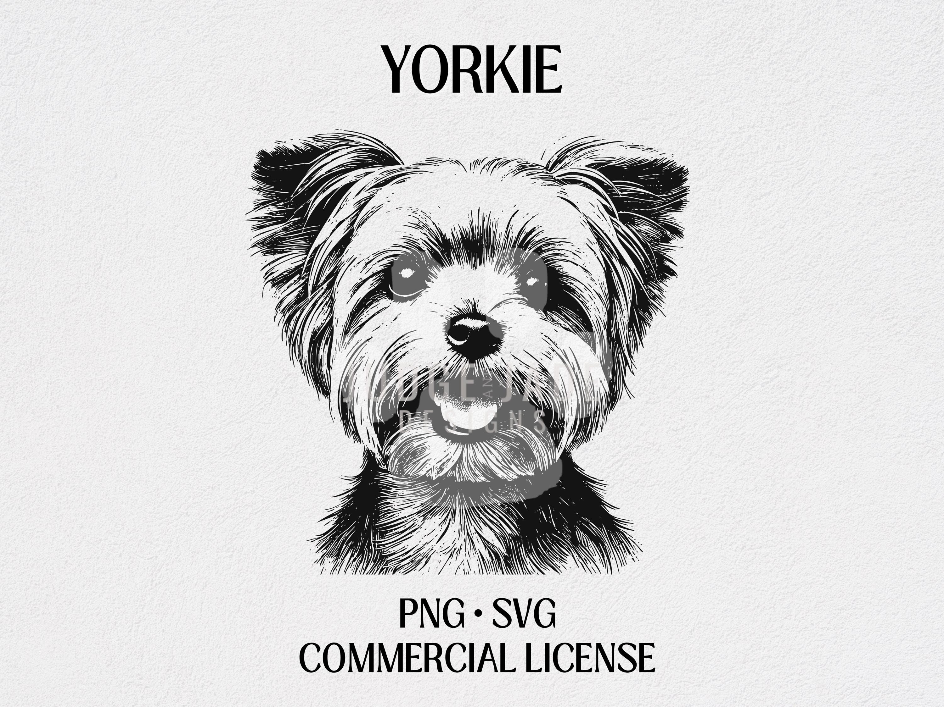 ヨークシャーテリアの肖像画：犬のスケッチ画（SVG、PNGデジタル