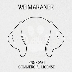 Weimaraner Dog Ear Outline SVG, PNG Digital Download For Cricut and Silhouette with Commercial License