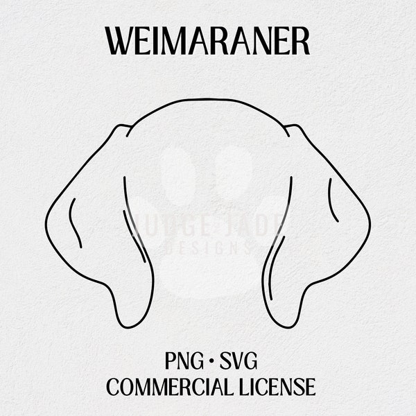 Weimaraner Dog Ear Outline SVG, PNG Digital Download For Cricut and Silhouette with Commercial License