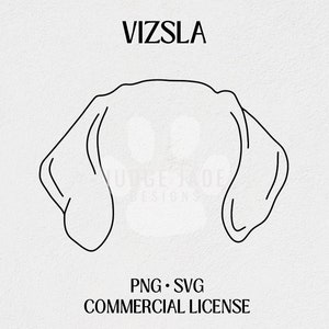 Vizsla Dog Ear Outline SVG, PNG Descarga digital para Cricut y Silhouette / Licencia comercial