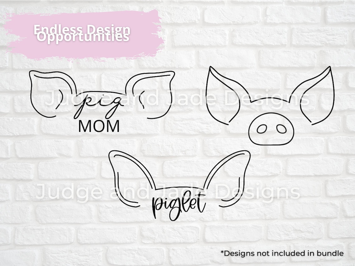 Pig Ear Outline SVG PNG Bundle With Nose Line Drawing Etsy